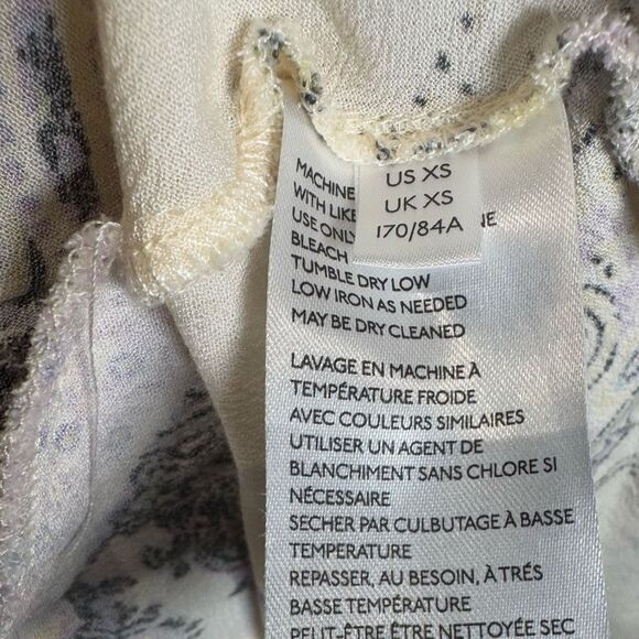 Free People oversized ivory boho empire waist flowy tunic top w/ pockets size XS - Picture 11 of 13